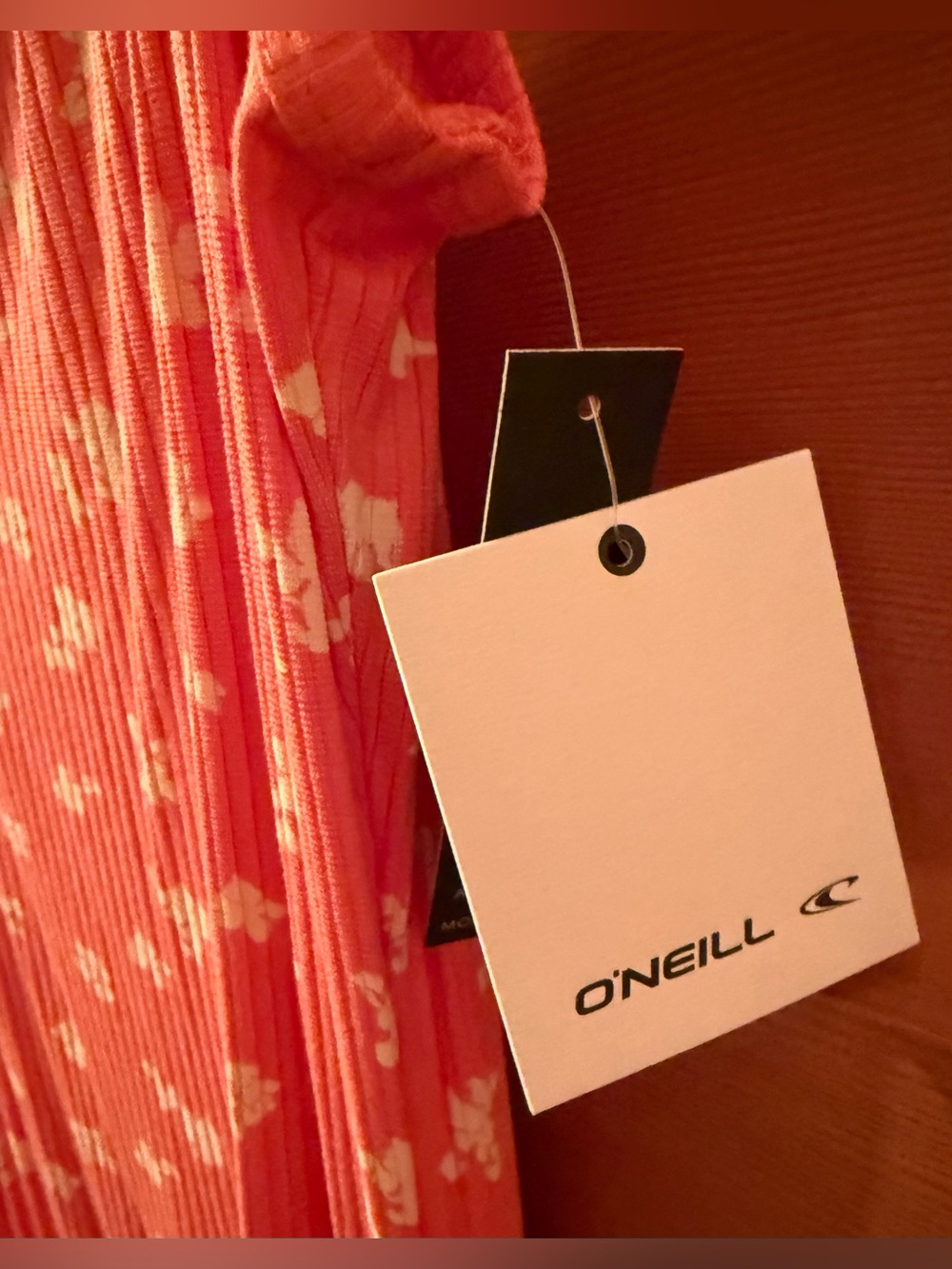 NWT O'Neill Coral Pink Floral Ribbed Maxi Dress - Picture 7 of 12